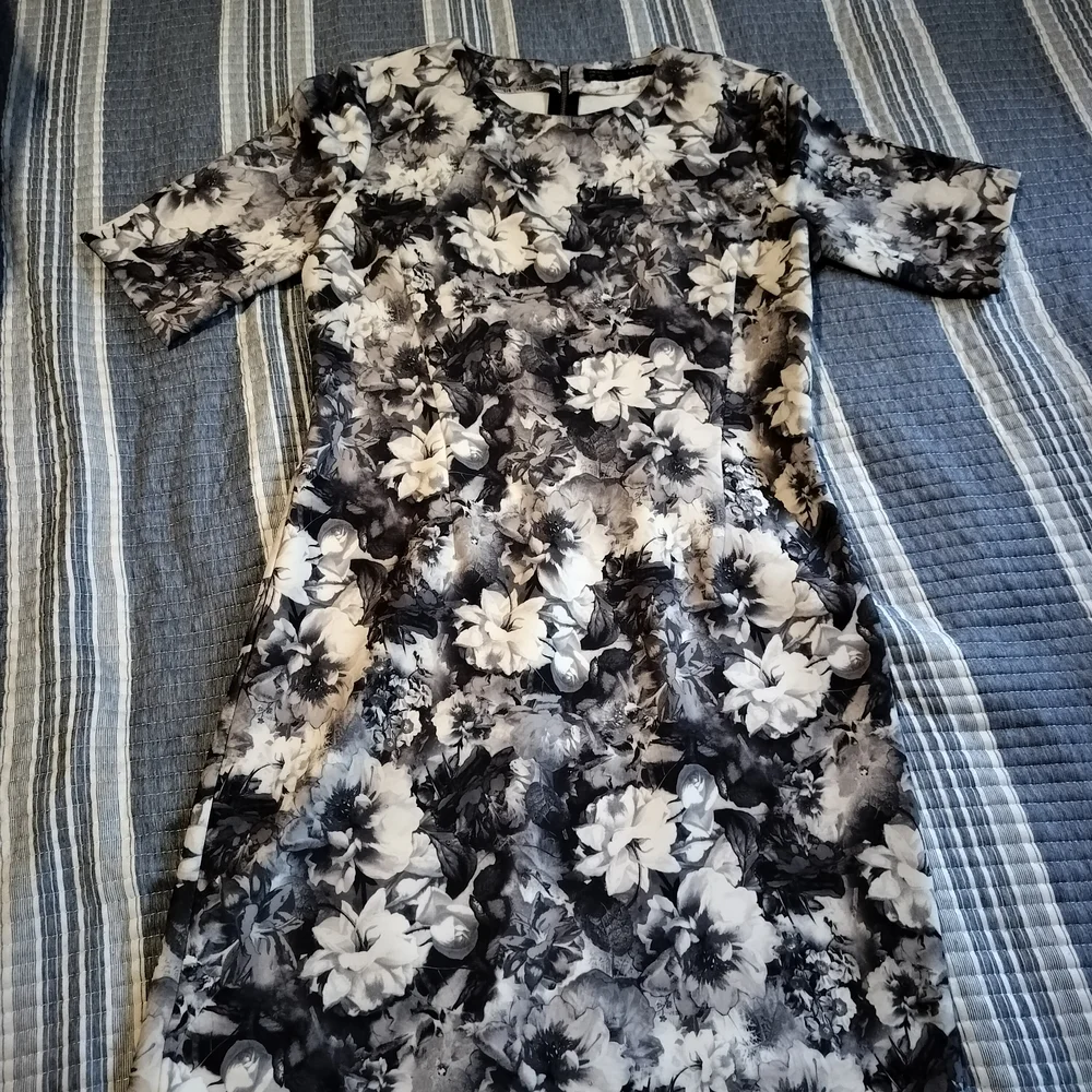 Zara Black and White Floral Midi Dress